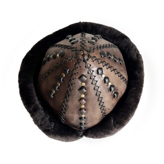 Shark Anatolia Ertuğrul Gazi Şapka Hakiki Deri Kabartma Desen Zımbalı Börk Antik Kahve-61 - 10