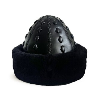 Shark Anatolia Ertuğrul Gazi Şapka Hakiki Deri Kabartma Desenli Börk Siyah-58 - 6