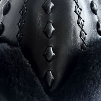 Shark Anatolia Ertuğrul Gazi Şapka Hakiki Deri Kabartma Desenli Börk Siyah-58 - 8