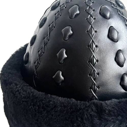 Shark Anatolia Ertuğrul Gazi Şapka Hakiki Deri Kabartma Desenli Börk Siyah-58 - 9