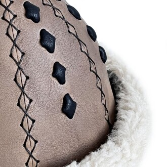 Shark Anatolia Ertuğrul Gazi Şapka Hakiki Deri Kabartma Desenli Börk Sütlü Kahve - 8