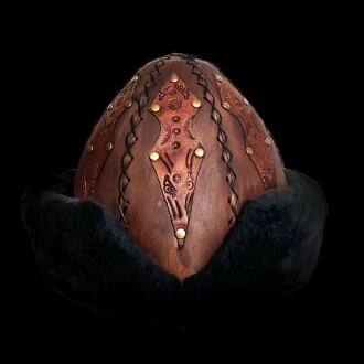 Shark Anatolia Ertuğrul Gazi Şapka Hakiki Deri Kabartma İşlemeli Börk Antik Kahve-57 