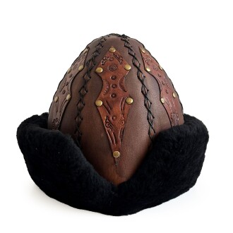 Shark Anatolia Ertuğrul Gazi Şapka Hakiki Deri Kabartma İşlemeli Börk Antik Kahve-57 - 2