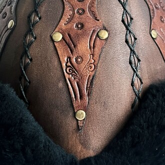 Shark Anatolia Ertuğrul Gazi Şapka Hakiki Deri Kabartma İşlemeli Börk Antik Kahve-57 - 9