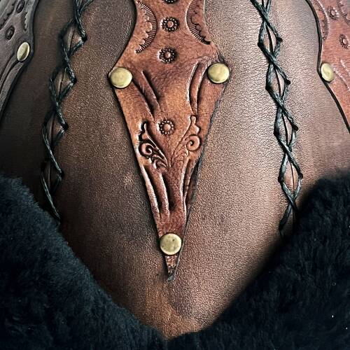 Shark Anatolia Ertuğrul Gazi Şapka Hakiki Deri Kabartma İşlemeli Börk Antik Kahve-57 - 9