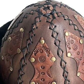 Shark Anatolia Ertuğrul Gazi Şapka Hakiki Deri Kabartma İşlemeli Börk Antik Kahve-57 - 10
