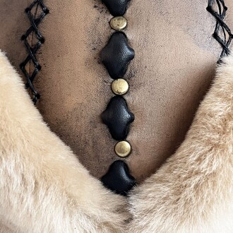 Shark Anatolia Ertuğrul Gazi Şapka Hakiki Deri Zımbalı Börk Antik Açık Kahve-62 - 7