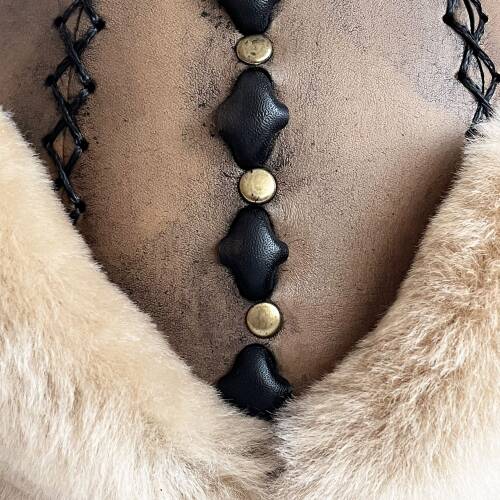 Shark Anatolia Ertuğrul Gazi Şapka Hakiki Deri Zımbalı Börk Antik Açık Kahve-62 - 7