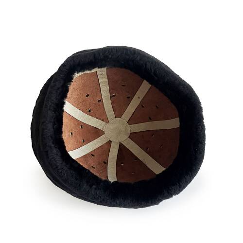 Shark Anatolia Ertuğrul Gazi Şapka Kesmeli Desen İşlemeli Hakiki Deri Zımbalı Börk Kızıl Kahve-59 - 7