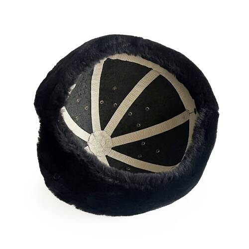 Shark Anatolia Ertuğrul Gazi Şapka Parlak Hakiki Deri Çapraz Dikiş Zımbalı Börk Siyah-62 - 9
