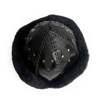 Shark Anatolia Ertuğrul Gazi Şapka Parlak Hakiki Deri Çapraz Dikiş Zımbalı Börk Siyah-62 - 10