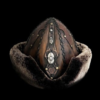 Shark Anatolia Ertuğrul Gazi Zımbalı Metal Broş Çapraz Dikiş Hakiki Deri Börk Şapka Antik Kahve-59 