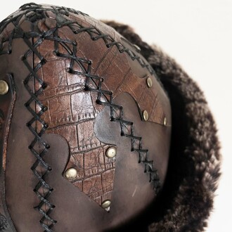 Shark Anatolia Ertuğrul Gazi Zımbalı Osmanlı Tuğra Broş Çapraz Dikiş Hakiki Deri  Börk Şapka Kahve-60 - 9