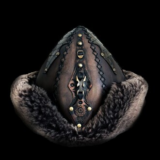 Shark Anatolia Ertuğrul Gazi Zımbalı Pirinç Broş Çapraz Dikiş Hakiki Deri  Börk Şapka Kahve-60 