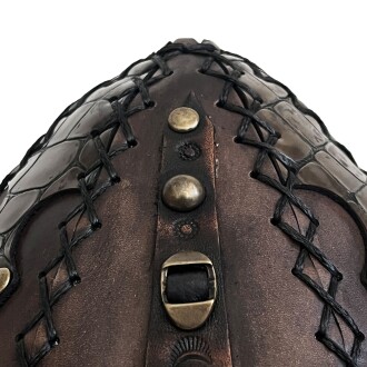 Shark Anatolia Ertuğrul Gazi Zımbalı Pirinç Broş Çapraz Dikiş Hakiki Deri  Börk Şapka Kahve-60 - 10