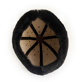 Shark Anatolia Ertuğrul Gazi Zımbalı Pirinç Broş Çapraz Dikiş Hakiki Deri Börk Şapka Kahve-Siyah 60 - 8