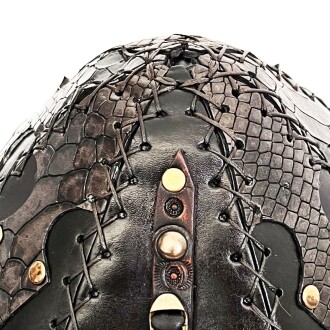 Shark Anatolia Ertuğrul Gazi Zımbalı Pirinç Broş Çapraz Dikiş Hakiki Deri Börk Şapka Siyah-60 - 10