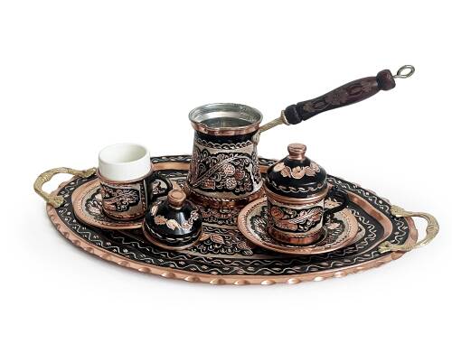 Shark Anatolia Erzincan El İşleme Bakır Kahve Sunum Seti - 2