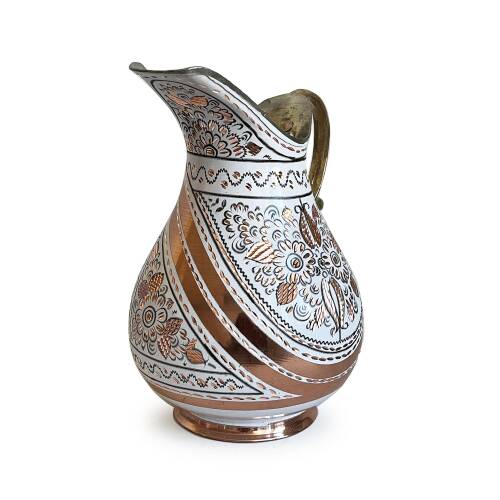 Shark Anatolia Erzincan El İşleme Bakır Sürahi Beyaz - 3