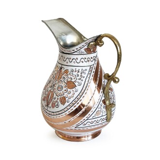 Shark Anatolia Erzincan El İşleme Bakır Sürahi Beyaz - 6