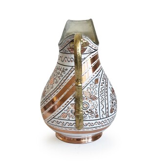 Shark Anatolia Erzincan El İşleme Bakır Sürahi Beyaz - 8