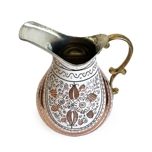 Shark Anatolia Erzincan El İşleme Bakır Sürahi Beyaz - 9