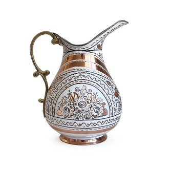 Shark Anatolia Erzincan El İşleme Bakır Sürahi Beyaz - 2