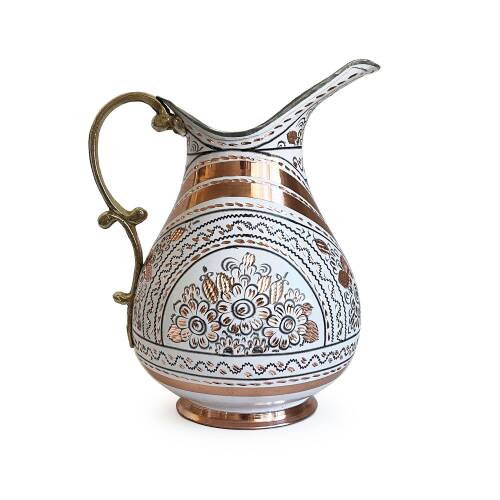 Shark Anatolia Erzincan El İşleme Bakır Sürahi Beyaz - 2