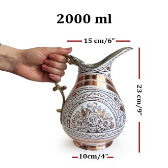 Shark Anatolia Erzincan El İşleme Bakır Sürahi Beyaz - 4