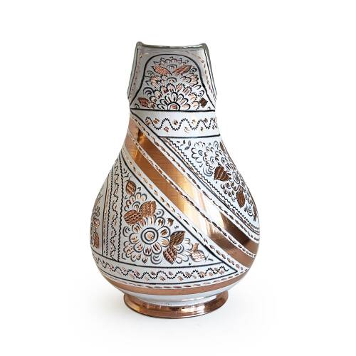 Shark Anatolia Erzincan El İşleme Bakır Sürahi Beyaz - 7