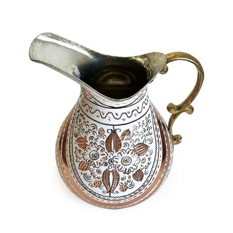 Shark Anatolia Erzincan El İşleme Bakır Sürahi Beyaz - 9