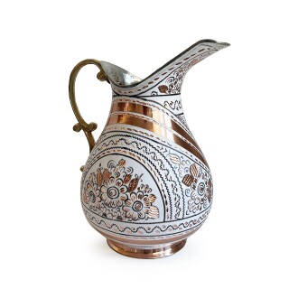 Erzincan Handcrafted White Copper Jug 2000ml