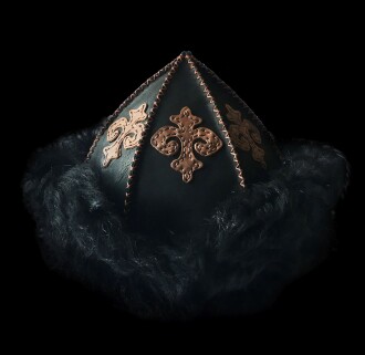 Ertugrul Gazi Real Leather Handmade Traditional Börk Hat Black Brown