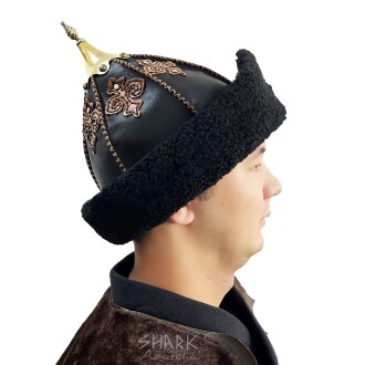 Shark Anatolia Hakiki Deri El Yapımı Börk Kubbeli Siyah Kahve - 3