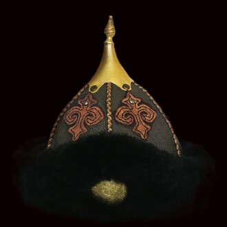 Shark Anatolia Ottoman Real Leather Handmade Traditional Börk Helmet Hat Black-Brown