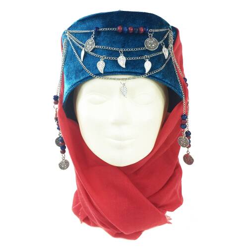 Shark Anatolia Halime Sultan Fes Şapka Mavi Kırmızı - 4