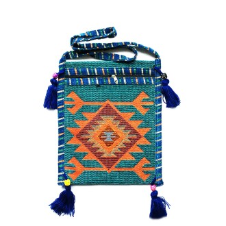 Shark Anatolia Heybe with Zipper Turquoise-Blue