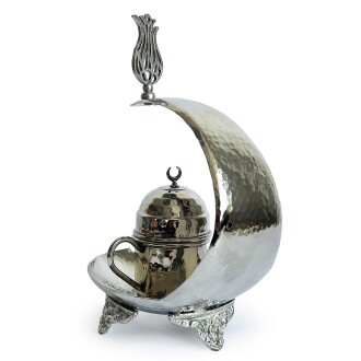 Shark Anatolia Hilal Bakır Kahve Sunum Seti Nikel Kaplama - 6