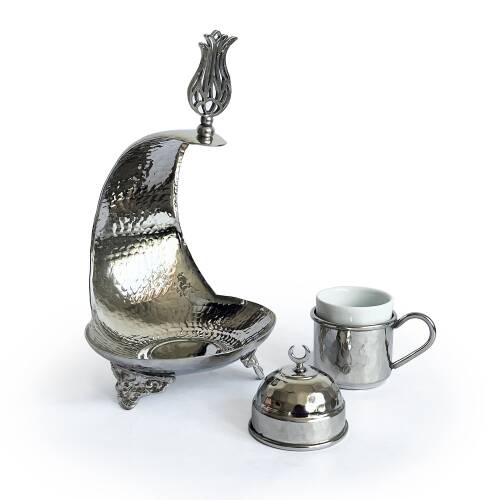 Shark Anatolia Hilal Bakır Kahve Sunum Seti Nikel Kaplama - 7