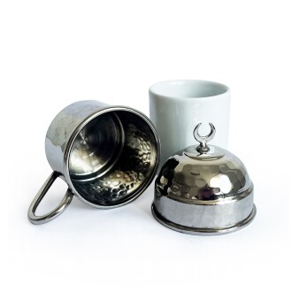 Shark Anatolia Hilal Bakır Kahve Sunum Seti Nikel Kaplama - 10