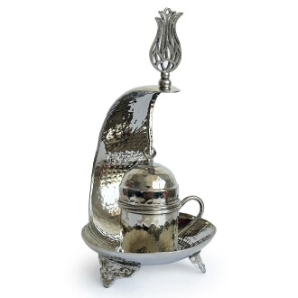 Shark Anatolia Hilal Handmade Copper Coffee Serving Cup Nickel Color