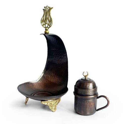 Shark Anatolia Hilal Bakır Kahve Sunum Seti Oksit - 7