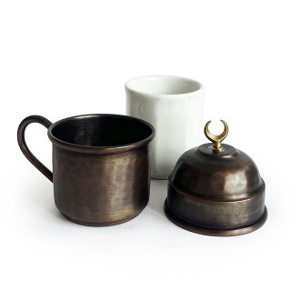 Shark Anatolia Hilal Bakır Kahve Sunum Seti Oksit - 10