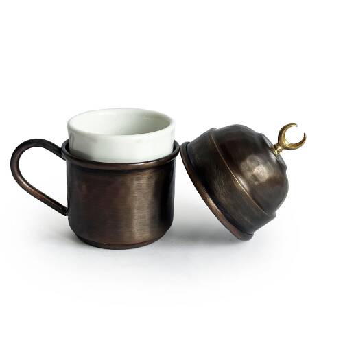 Shark Anatolia Hilal Bakır Kahve Sunum Seti Oksit - 9