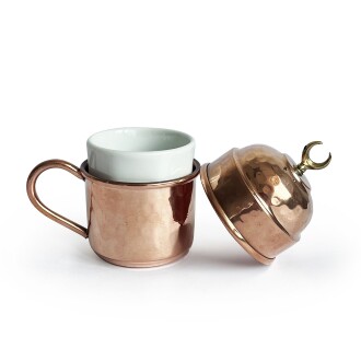 Shark Anatolia Hilal Bakır Kahve Sunum Seti - 9