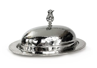 Hünkar Copper Serving Plate with Spherical Lid White 30cm - 12.20&quot;