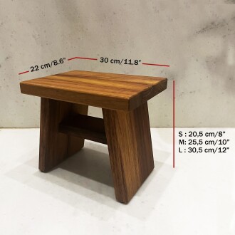 Shark Anatolia İroko Ahşap Banyo Taburesi Oturak ve Beyaz Bakır Hamam Tası Seti - 2