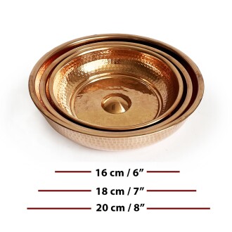 Shark Anatolia İroko Ahşap Banyo Taburesi Oturak ve Kızıl Bakır Hamam Tası Seti - 4