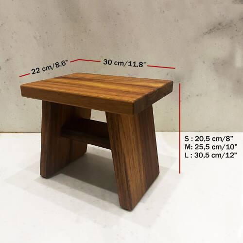 Shark Anatolia İroko Ahşap Banyo Taburesi Oturak ve Oksit Bakır Hamam Tası Seti - 2