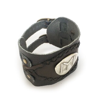 Shark Anatolia İYİ  Tamgalı Deri Bileklik Kahve - 5